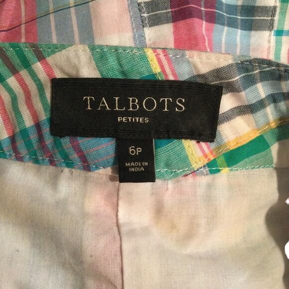 Talbots Madras Patchwork Plaid Side Zipper Lined Tie Accent Skirt 6 petite - Picture 6 of 10
